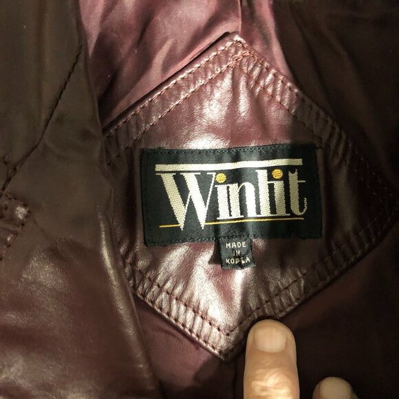 Winlit Women's Leather Blazer Jacket Size 15-16 Red Button Front Y2K - Picture 3 of 16